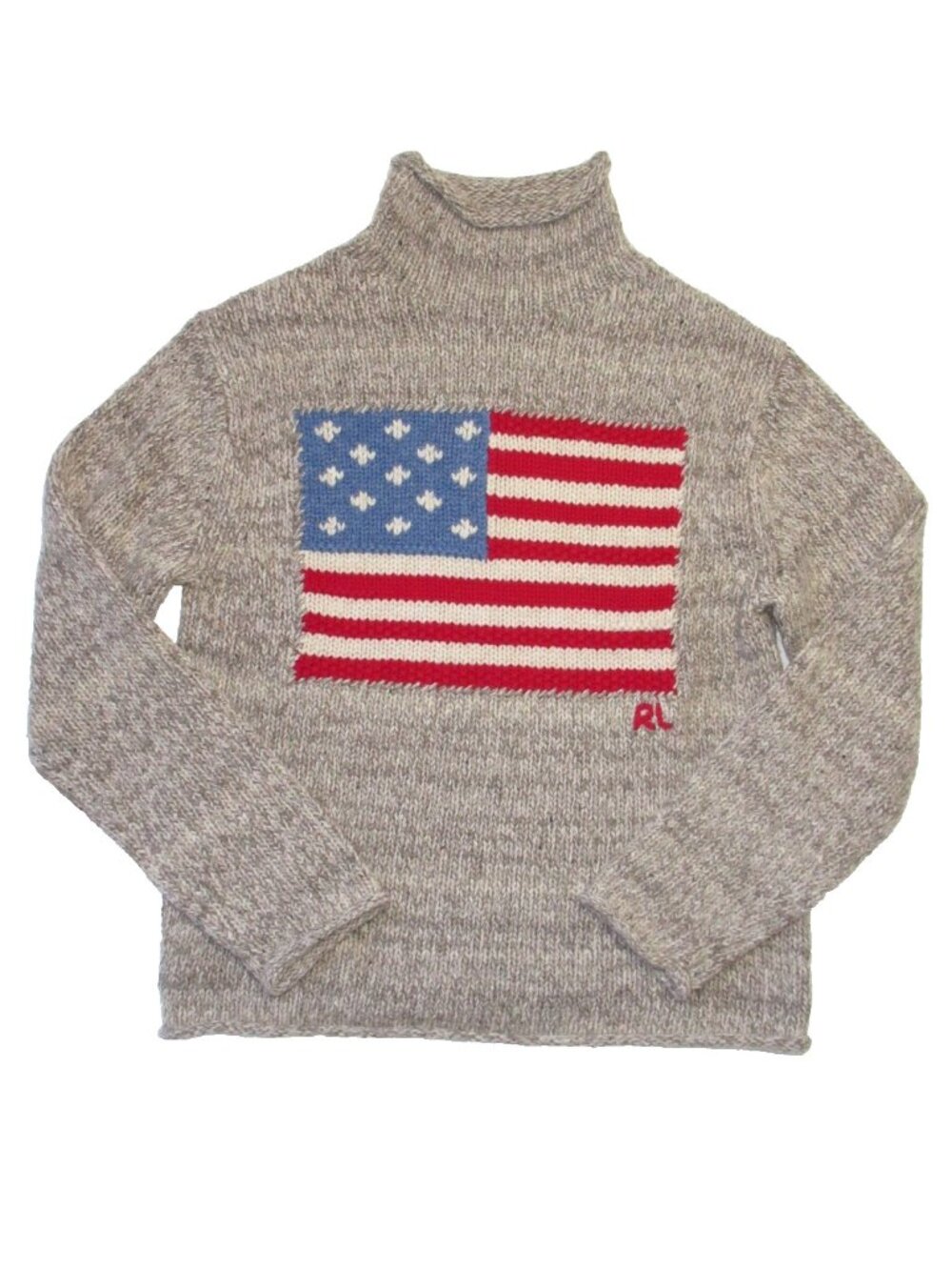 Polo Ralph Lauren Women's American Flag Wool Blend Roll Neck Jumper Sweater S - Picture 6 of 12